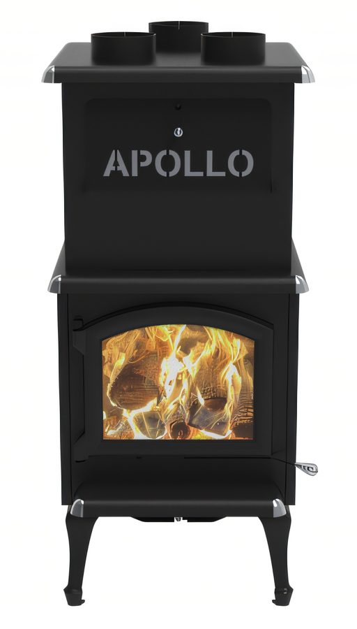 Poêle à bois Apollo de J. A. Roby, vu de face